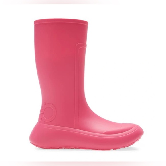 Gancini Raised-logo Rain Boots In Hot Pink - Picture 2 of 7